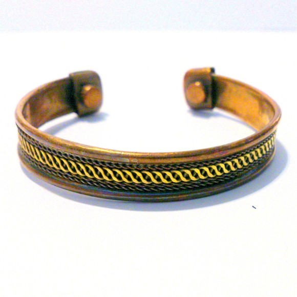 Vintage Copper and Brass Boho Inspired Cuff Bracelet - Picture 1 of 4